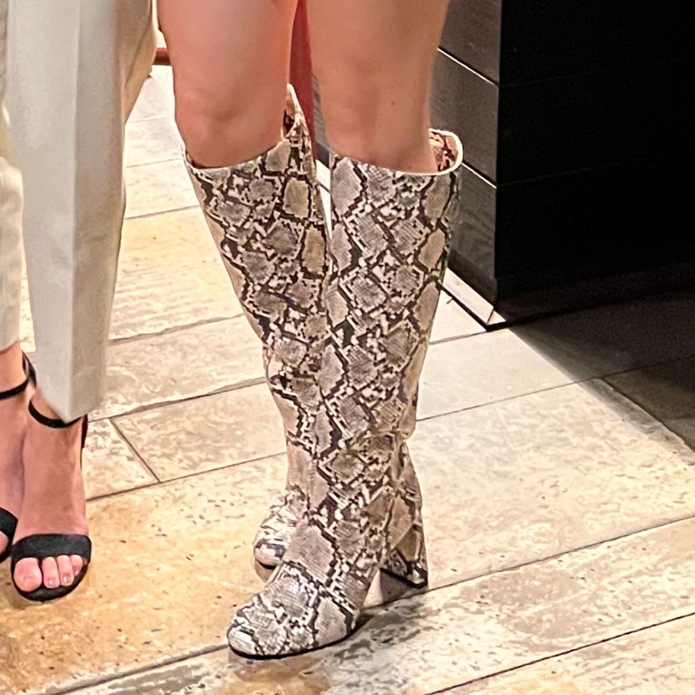 Zara Knee-High Snakeskin Boots